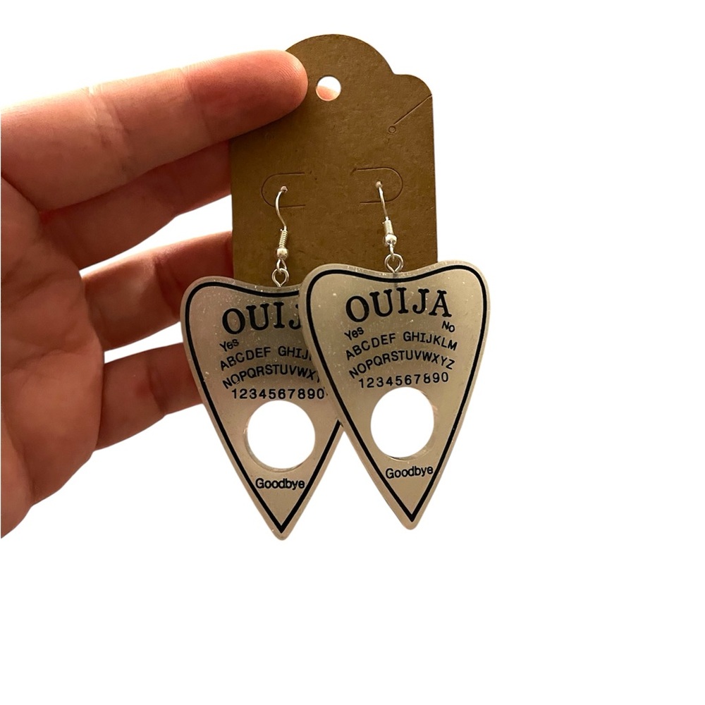 Ouija Board Planchette Earrings - White